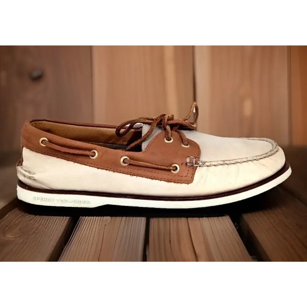 SPERRY TOPSIDER GOLD CUP Boat Shoes Loafers Beige Tan Mens Size 10.5 Fast Ship